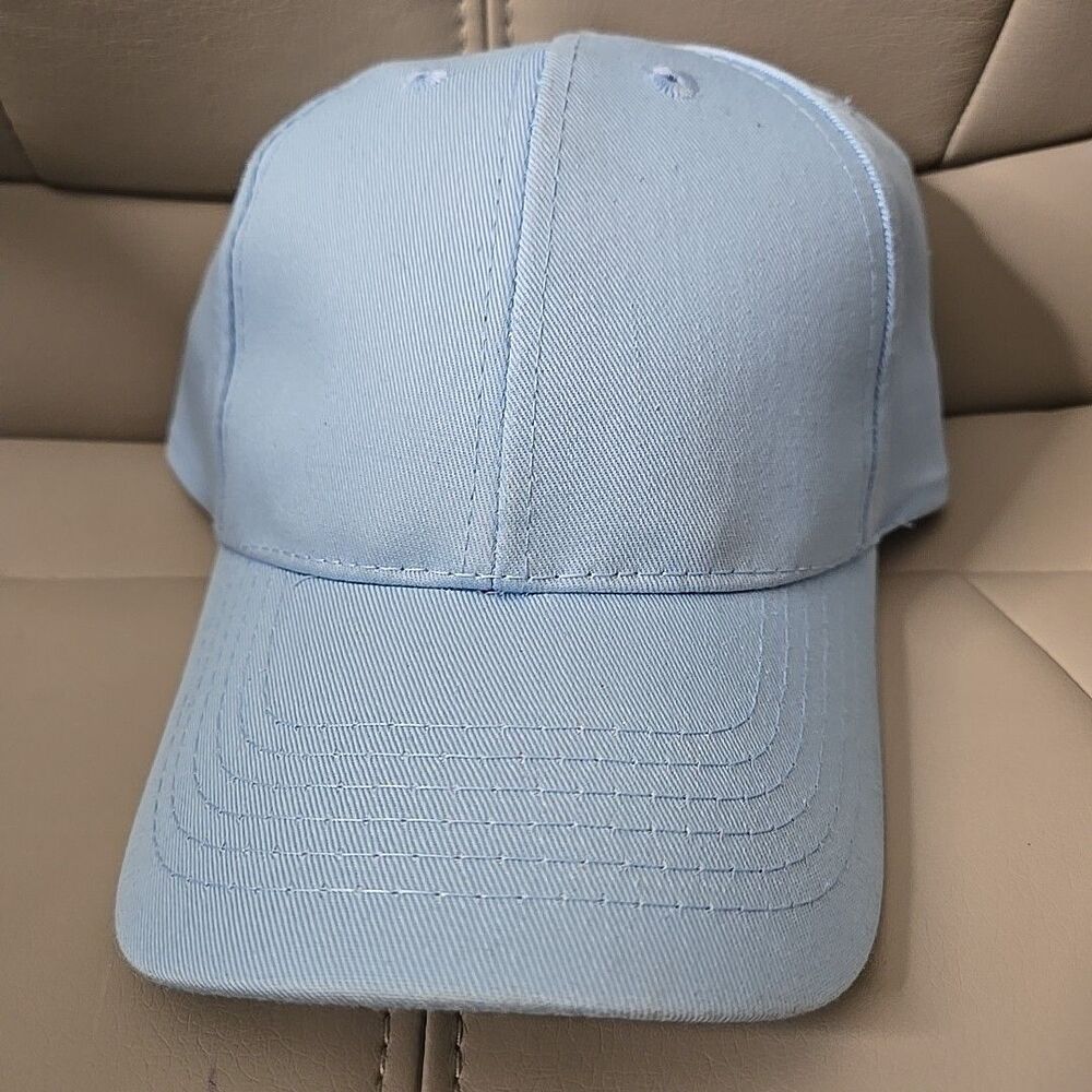 Retro Cobra Blank Canvas Hat Light Blue 6 Panel Structured Minimalist Youth
